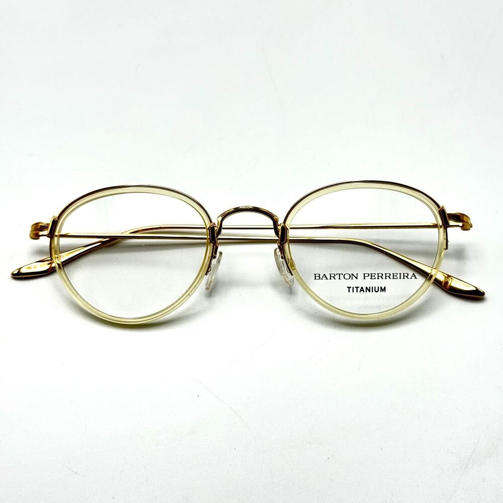 Barton Perreira Eyeglasses Frame Aino BP5033 Champagne Gold Round 50-23-148 New